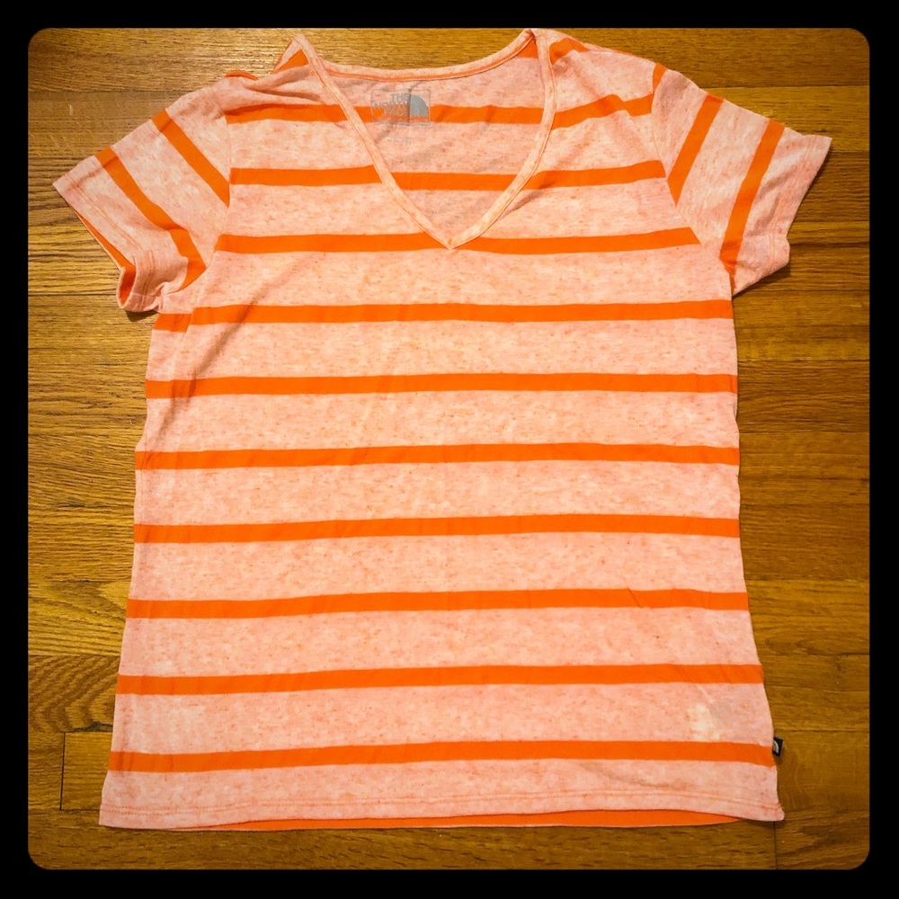 North Face Orange Stripe T-Shirt